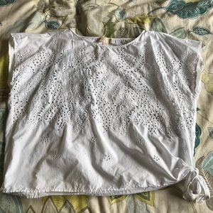 MICHAEL Michael Kors Wht Eyelet Lace Oversized Top